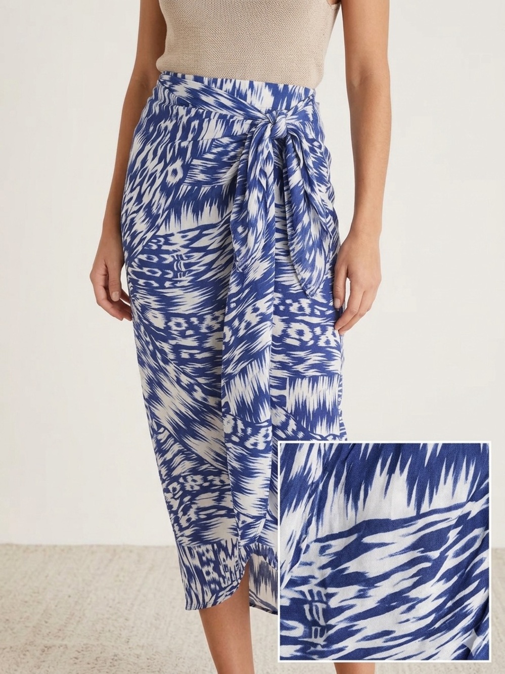 Michael Stars Ikat Print Ruana Scarf Sarong Beach Cover Up